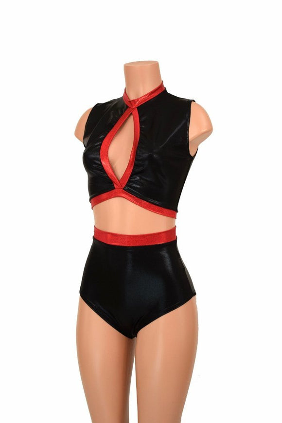 2PC Keyhole Top and Siren Shorts Set - Coquetry Clothing