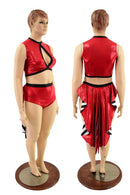 2PC Keyhole Top & Tuxedo Siren Shorts Set - Coquetry Clothing