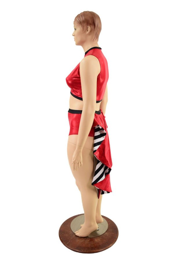 2PC Keyhole Top & Tuxedo Siren Shorts Set - 3