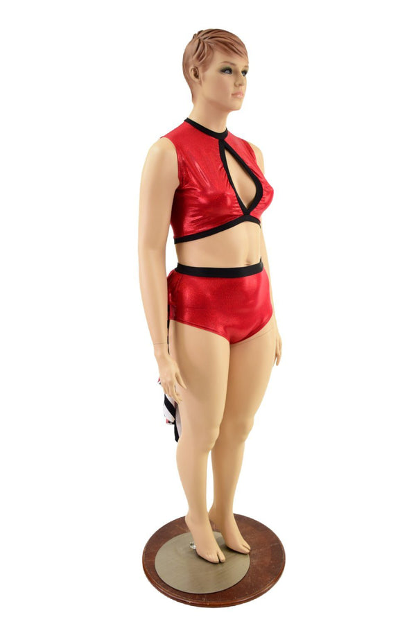 2PC Keyhole Top & Tuxedo Siren Shorts Set - 6