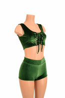 2PC Lace Up Crop & Shorts Set - Coquetry Clothing