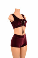 2PC Lace Up Crop & Shorts Set - 1
