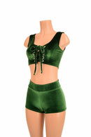 2PC Lace Up Crop & Shorts Set - Coquetry Clothing
