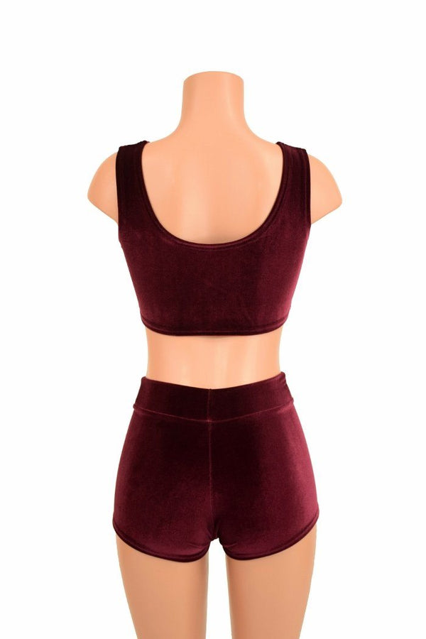 2PC Lace Up Crop & Shorts Set - 3