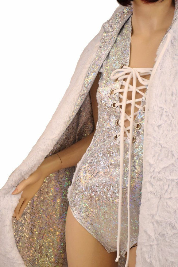 2PC Lace Up Romper & Minky Cape - Coquetry Clothing