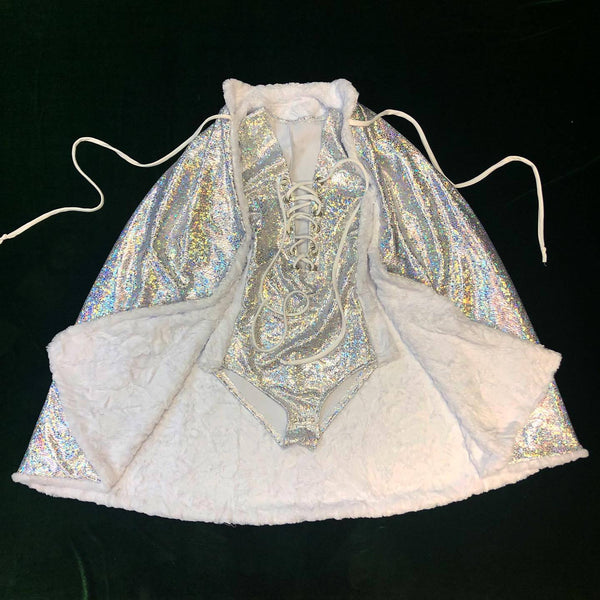 2PC Lace Up Romper & Minky Cape - 21