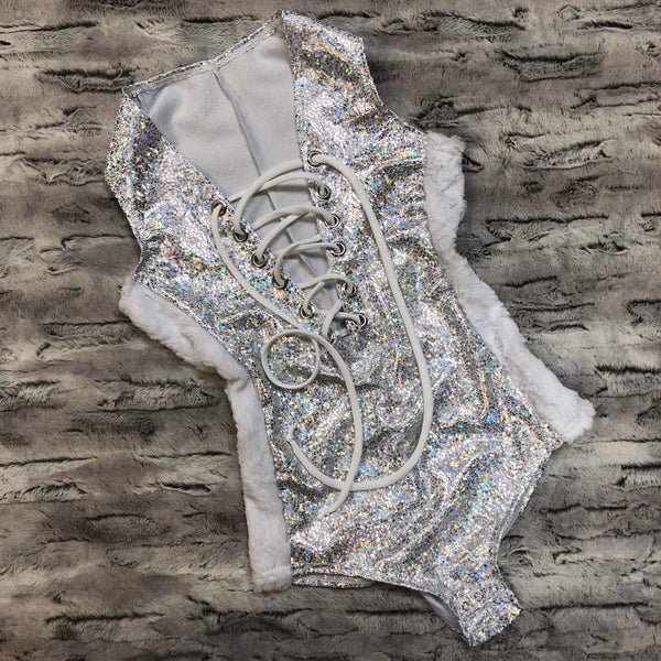 2PC Lace Up Romper & Minky Cape - 20