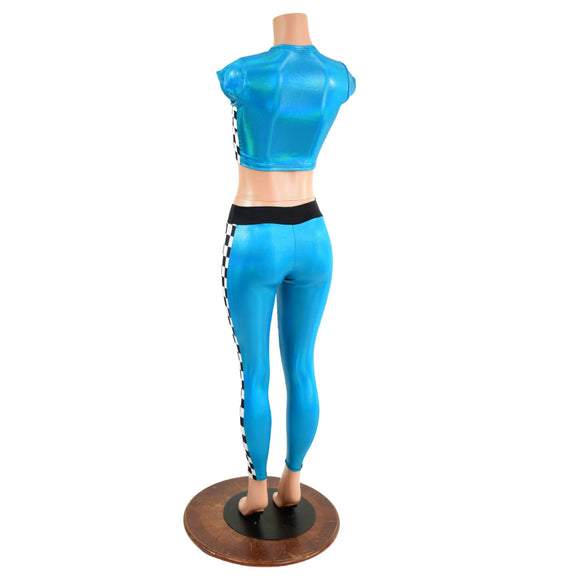 2PC Lace Up Side Panel Top & Midrise Leggings Set - Coquetry Clothing