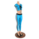 2PC Lace Up Side Panel Top & Midrise Leggings Set - Coquetry Clothing