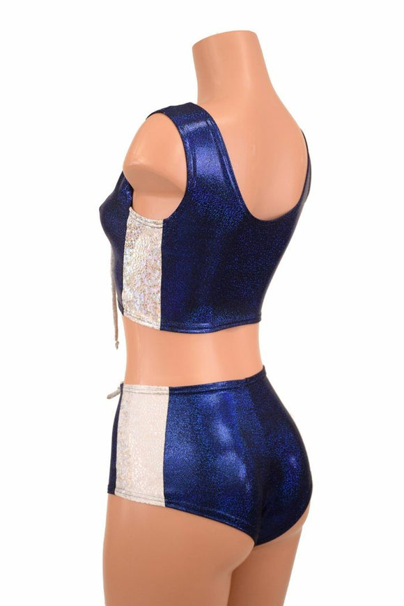 2PC Lace Up Side Panel Top & Siren Shorts Set - Coquetry Clothing
