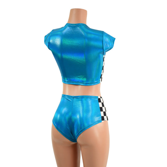 2PC Lace Up Side Panel Top & Siren Shorts Set - Coquetry Clothing
