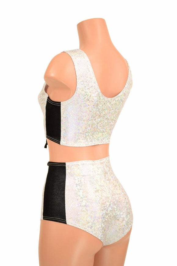 2PC Lace Up Side Panel Top & Siren Shorts Set - Coquetry Clothing