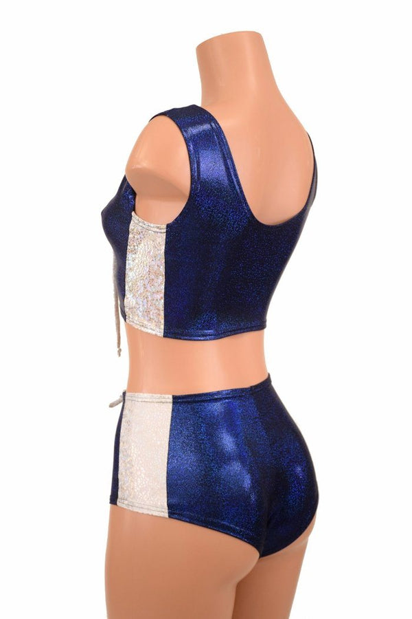 2PC Lace Up Side Panel Top & Siren Shorts Set - 6