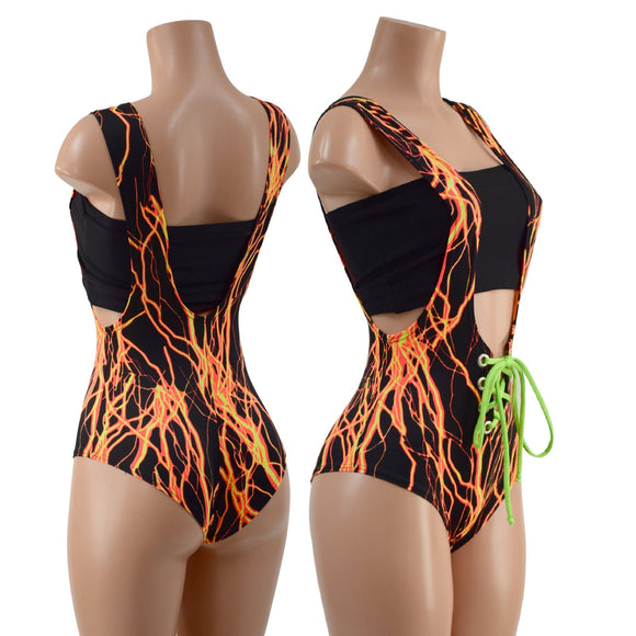 2PC Lace Up Suspender Romper & Tube Top Set - Coquetry Clothing