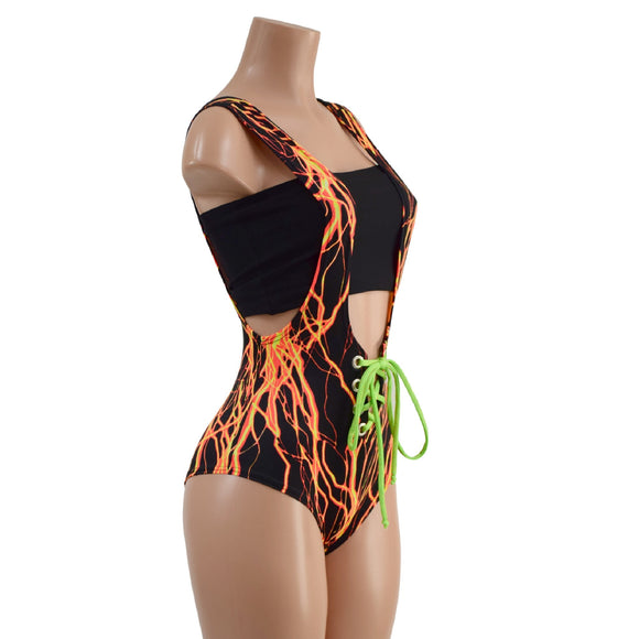 2PC Lace Up Suspender Romper & Tube Top Set - Coquetry Clothing