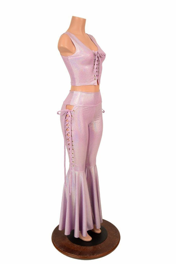 2PC Lace Up Top and Bell Bottoms Set - Coquetry Clothing