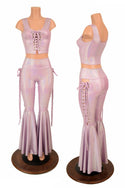 2PC Lace Up Top and Bell Bottoms Set - 1