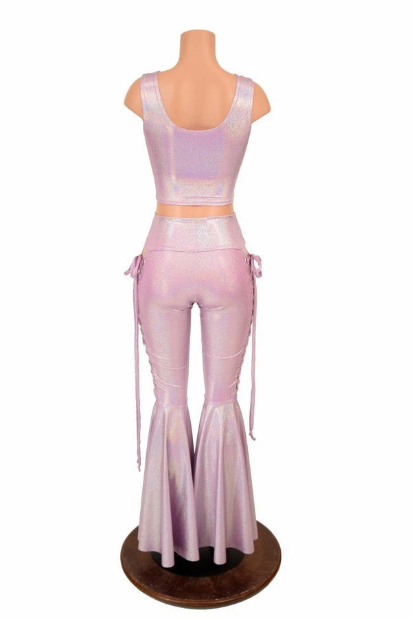 2PC Lace Up Top and Bell Bottoms Set - 4