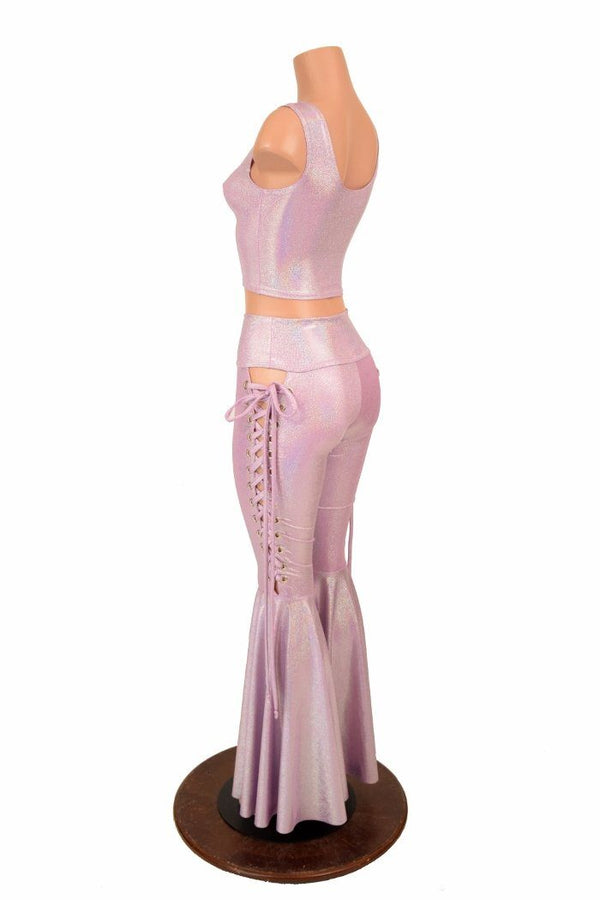 2PC Lace Up Top and Bell Bottoms Set - 5