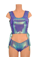 2PC Lace Up Top and Cheeky Booty Shorts Set - Coquetry Clothing