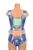 2PC Lace Up Top and Cheeky Booty Shorts Set - Coquetry Clothing