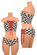 2PC Lace Up Top and Cheeky Booty Shorts Set - Coquetry Clothing