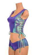2PC Lace Up Top and Cheeky Booty Shorts Set - Coquetry Clothing