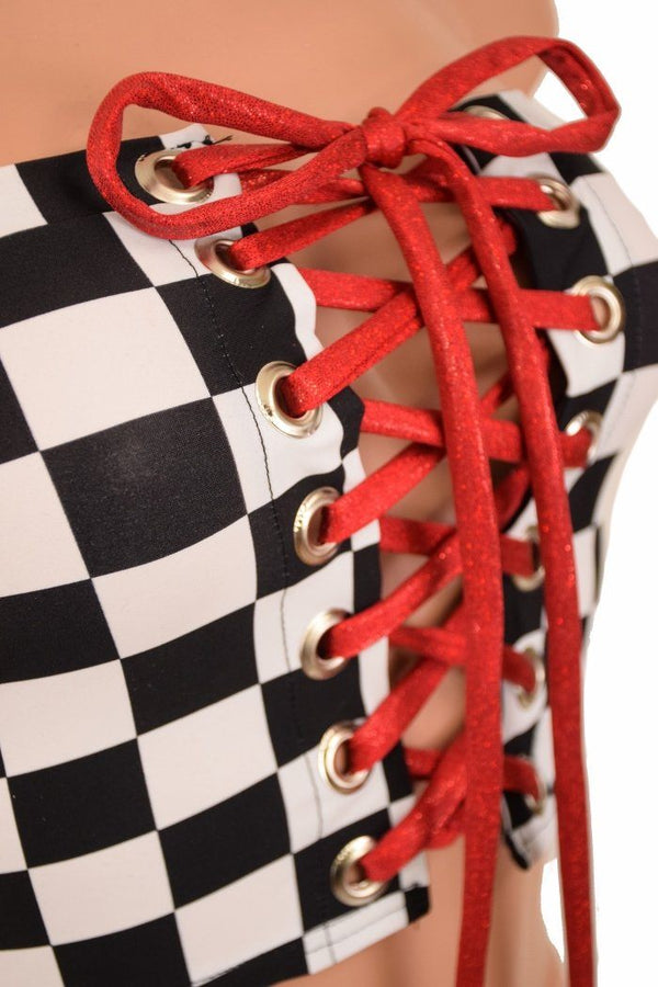 2PC Lace Up Top and Cheeky Booty Shorts Set - 9