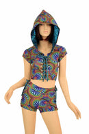 2PC Lace Up Top and Midrise Shorts Set - Coquetry Clothing