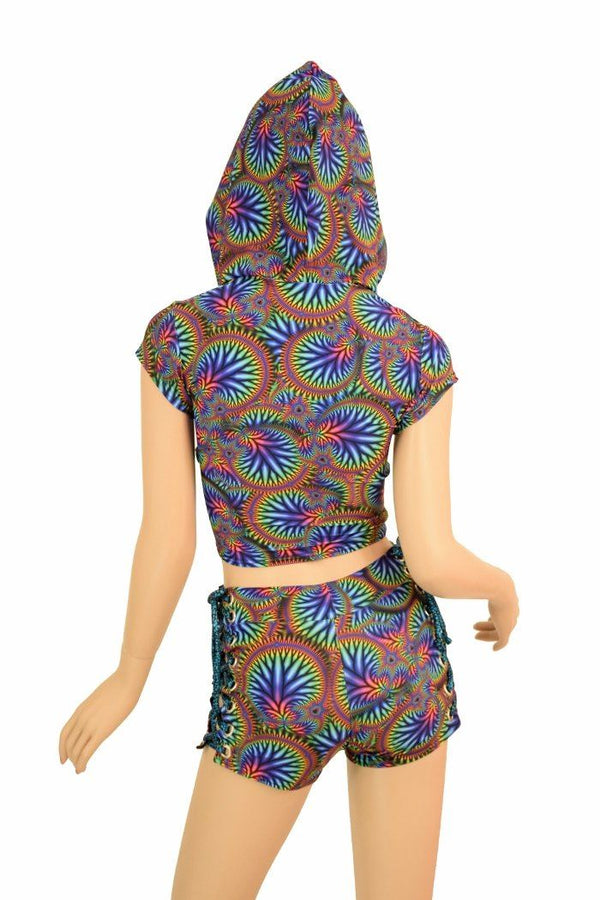 2PC Lace Up Top and Midrise Shorts Set - 4