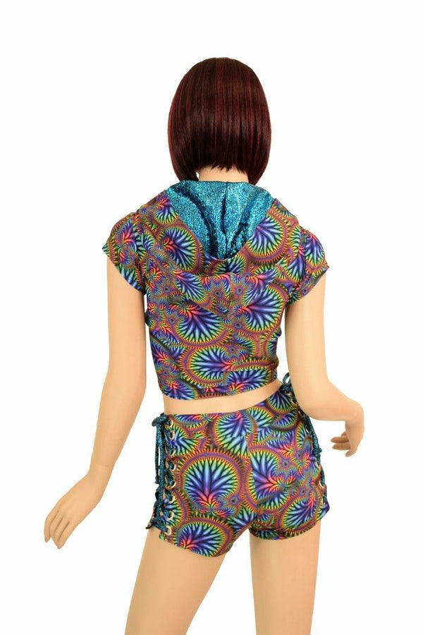 2PC Lace Up Top and Midrise Shorts Set - 6