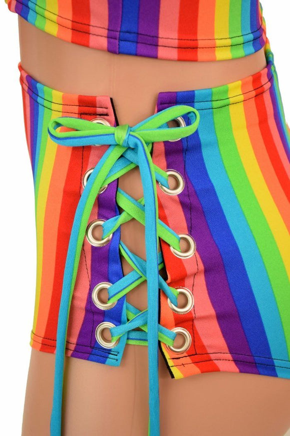 2PC Lace Up Top and Siren Shorts Set - Coquetry Clothing
