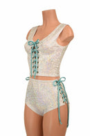 2PC Lace Up Top and Siren Shorts Set - Coquetry Clothing