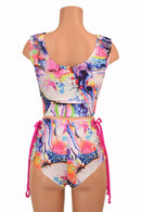 2PC Lace Up Top and Siren Shorts Set - Coquetry Clothing