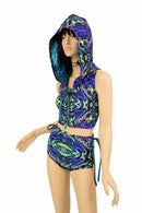 2PC Lace Up Top and Siren Shorts Set - Coquetry Clothing