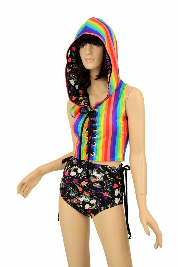 2PC Lace Up Top and Siren Shorts Set - Coquetry Clothing