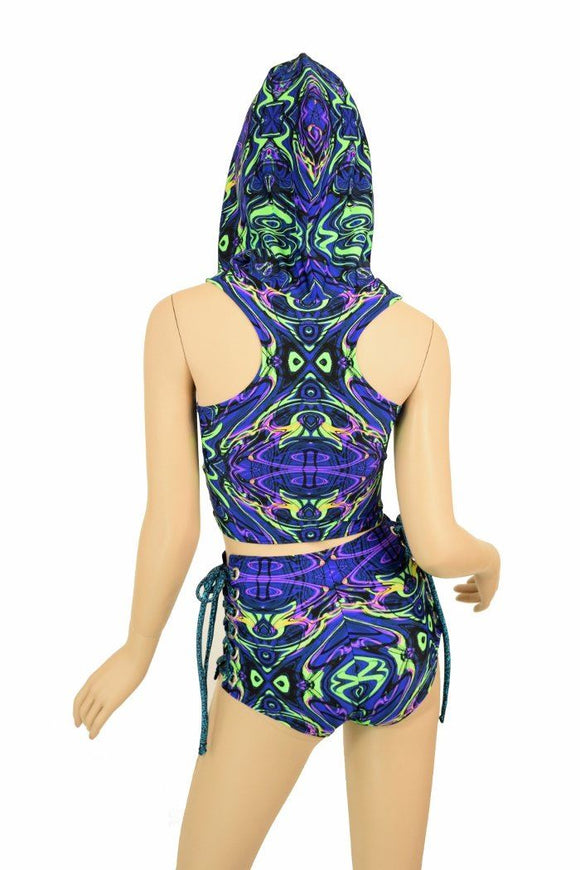 2PC Lace Up Top and Siren Shorts Set - Coquetry Clothing