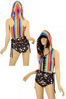 2PC Lace Up Top and Siren Shorts Set - Coquetry Clothing