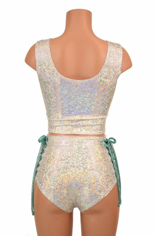 2PC Lace Up Top and Siren Shorts Set - 4