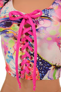 2PC Lace Up Top and Siren Shorts Set - 7