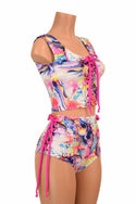2PC Lace Up Top and Siren Shorts Set - 4