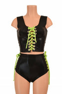 2PC Lace Up Top and Siren Shorts Set - 3