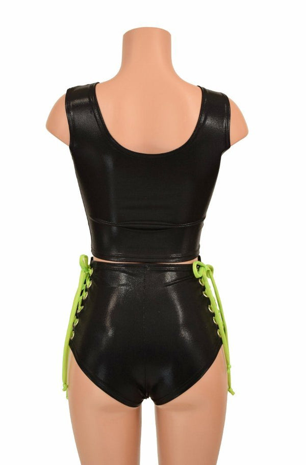 2PC Lace Up Top and Siren Shorts Set - 5