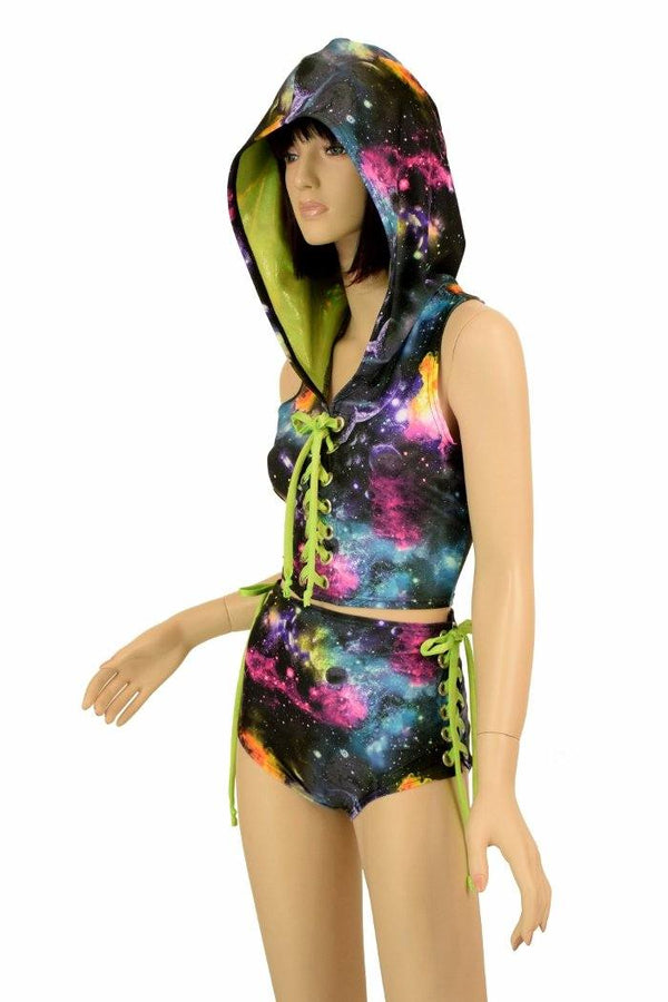 2PC Lace Up Top and Siren Shorts Set - 3