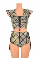 2PC Lace Up Top and Siren Shorts Set - 3