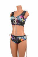 2PC Lace Up Top & Siren Shorts Set - Coquetry Clothing