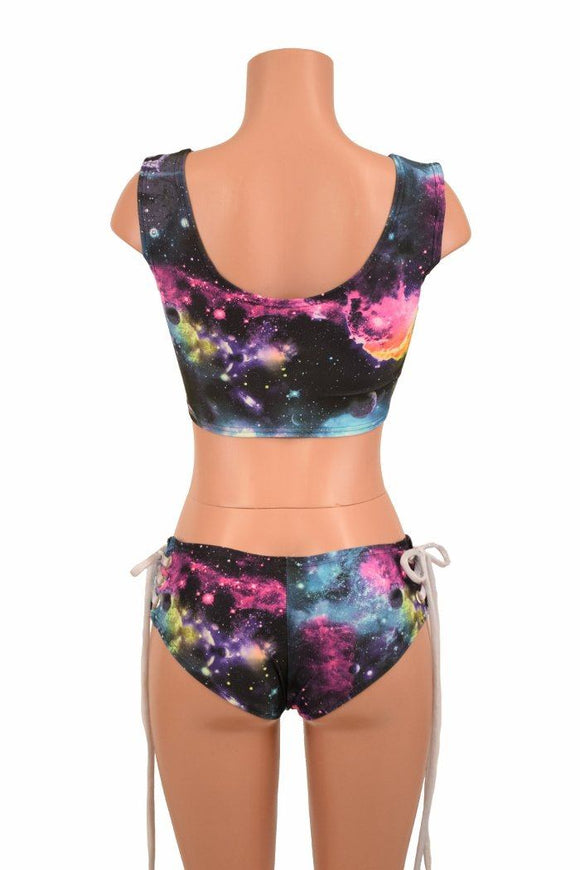 2PC Lace Up Top & Siren Shorts Set - Coquetry Clothing