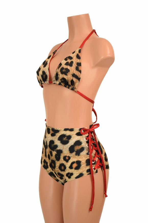 2PC Leopard and Red Set - Coquetry Clothing