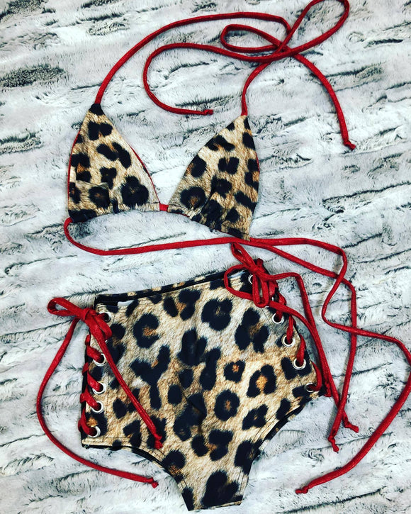 2PC Leopard and Red Set - Coquetry Clothing