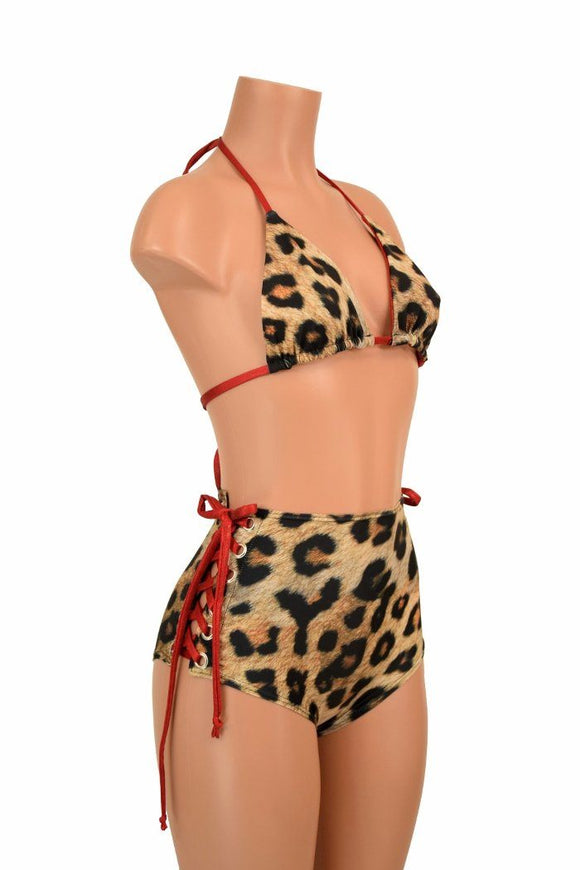 2PC Leopard and Red Set - Coquetry Clothing